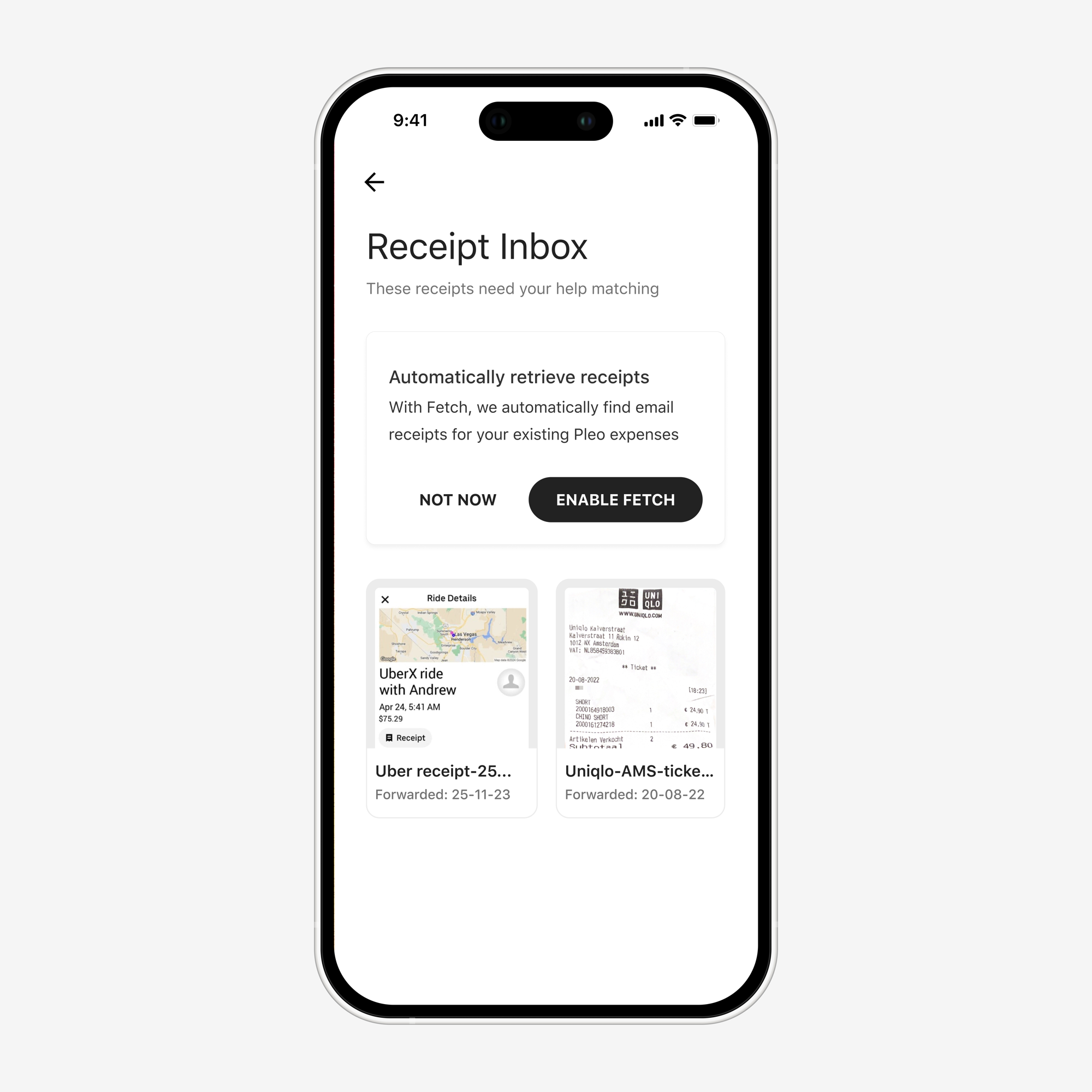 Receipt Inbox empty or resolved state.